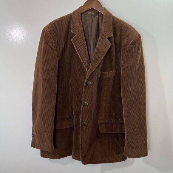 Club Room Mens Corduroy Blazer Size XL Chestnut Brown Preppy British Grandpacore - Picture 1 of 10